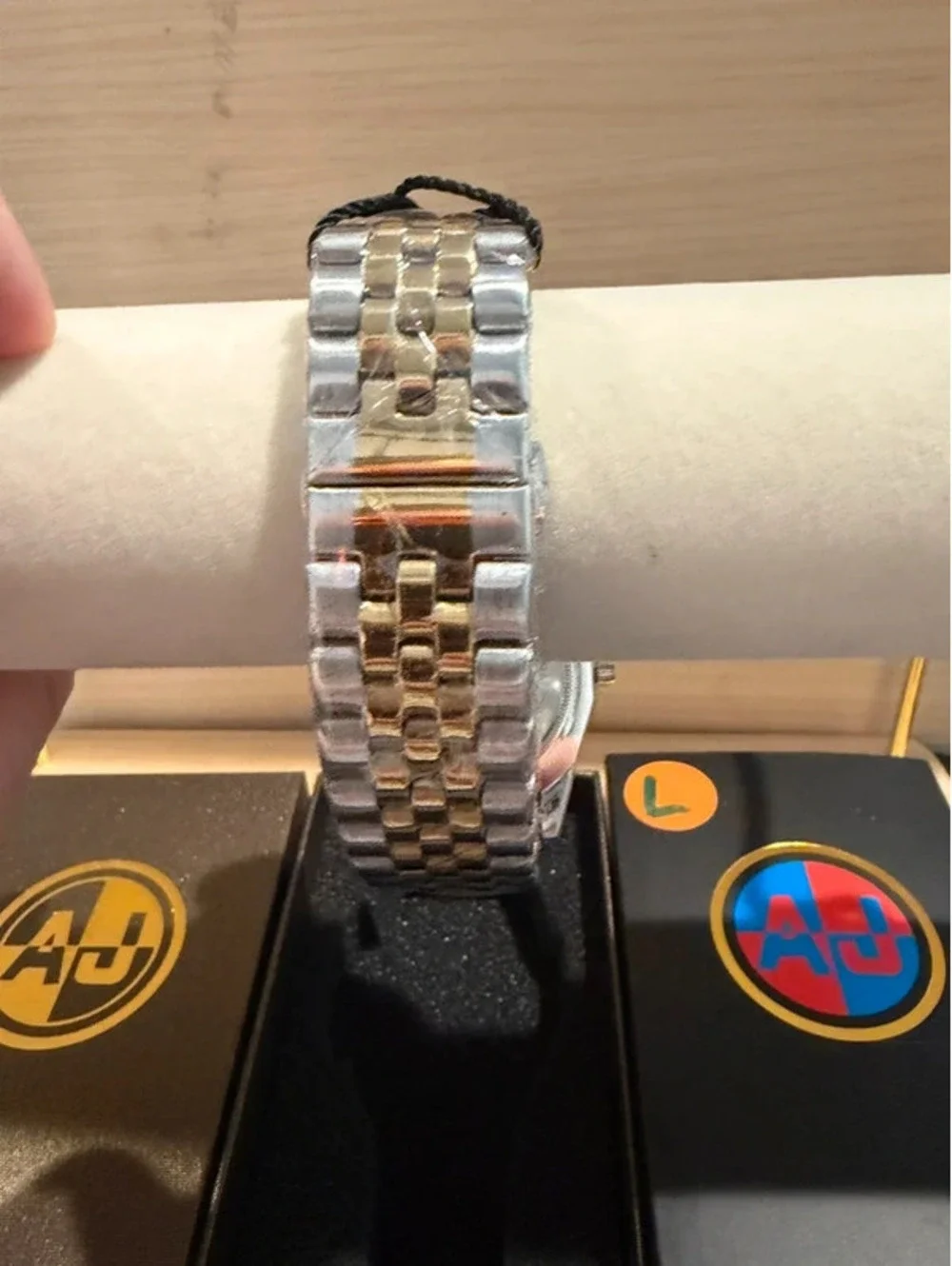 AJ American Jewelry Two Tone Pink Dial Quartz Watch NIB